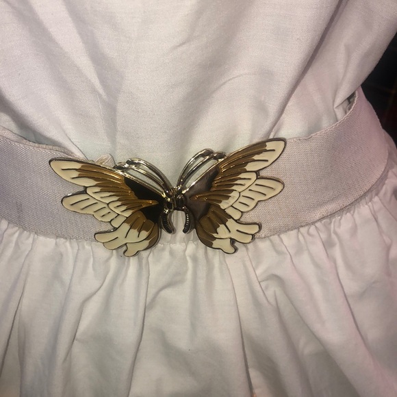 Vintage Accessories - Vintage butterfly stretch belt- metal buckle with elastic band